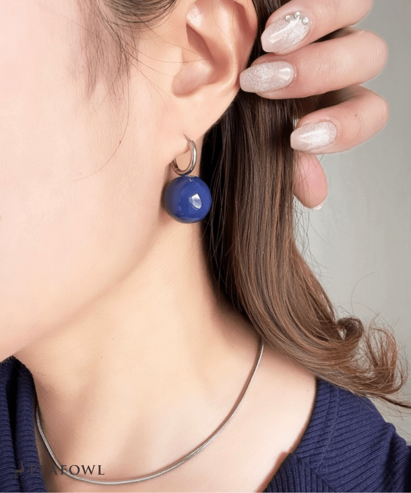Blue Ball Hoop Pierce - peafowl