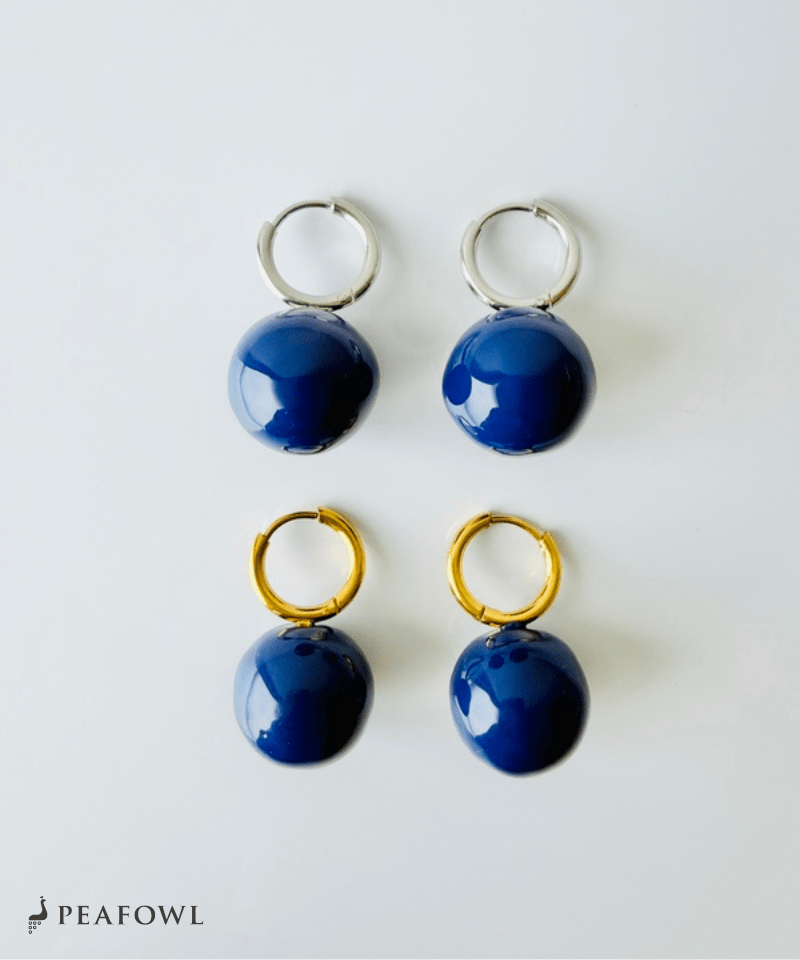 Blue Ball Hoop Pierce - peafowl