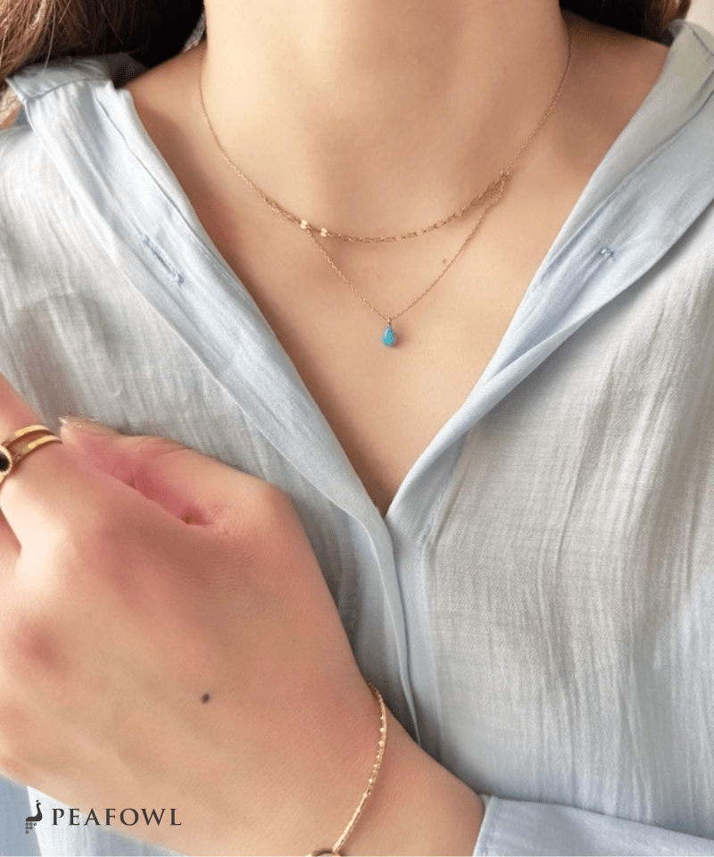 Blue Drop Necklace - peafowl
