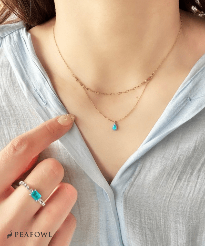 Blue Drop Necklace - peafowl