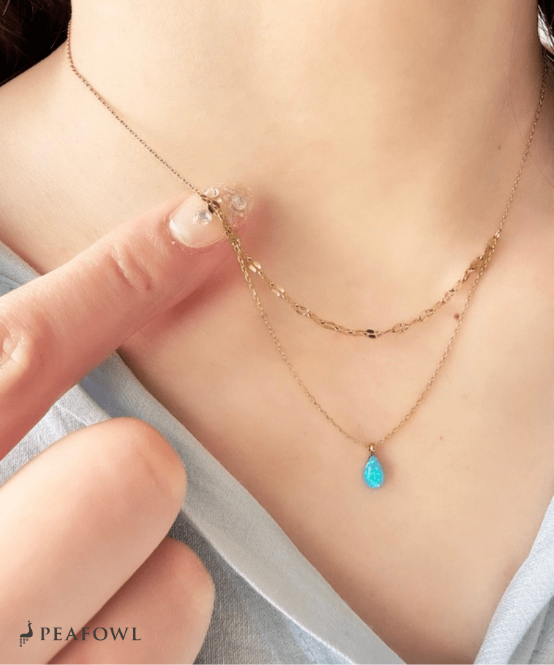 Blue Drop Necklace - peafowl