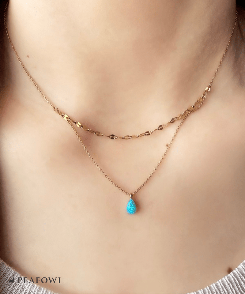 Blue Drop Necklace - peafowl