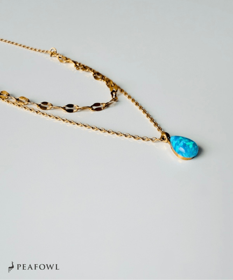 Blue Drop Necklace - peafowl
