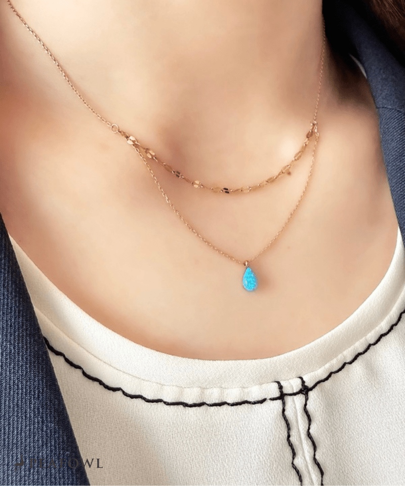 Blue Drop Necklace - peafowl