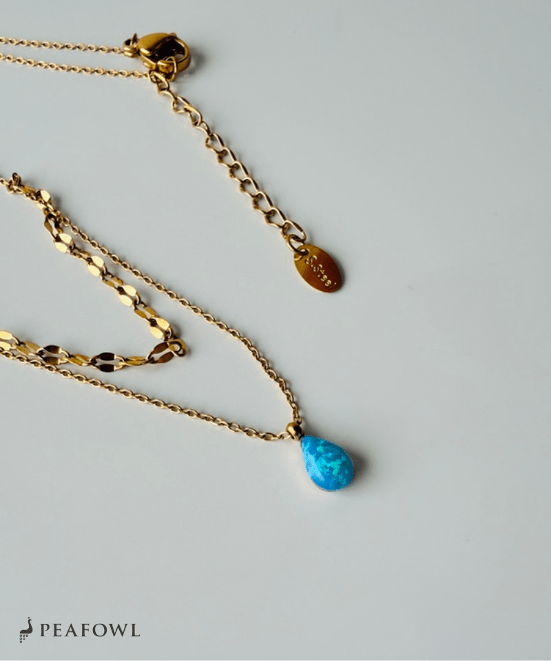 Blue Drop Necklace - peafowl