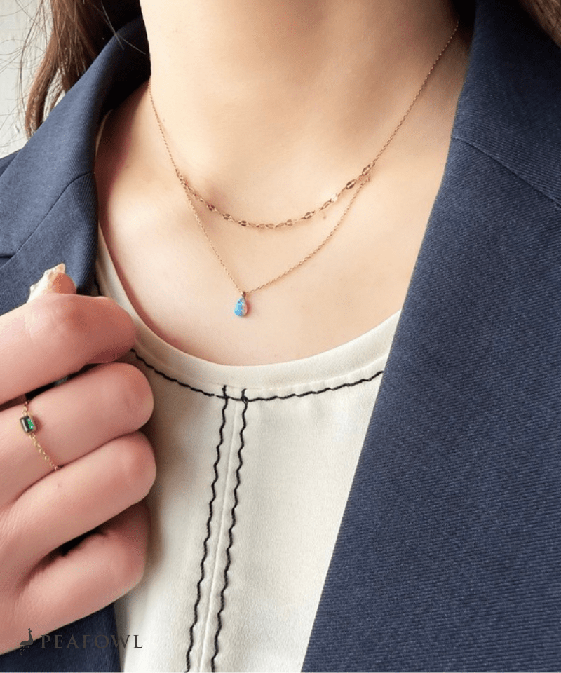 Blue Drop Necklace - peafowl