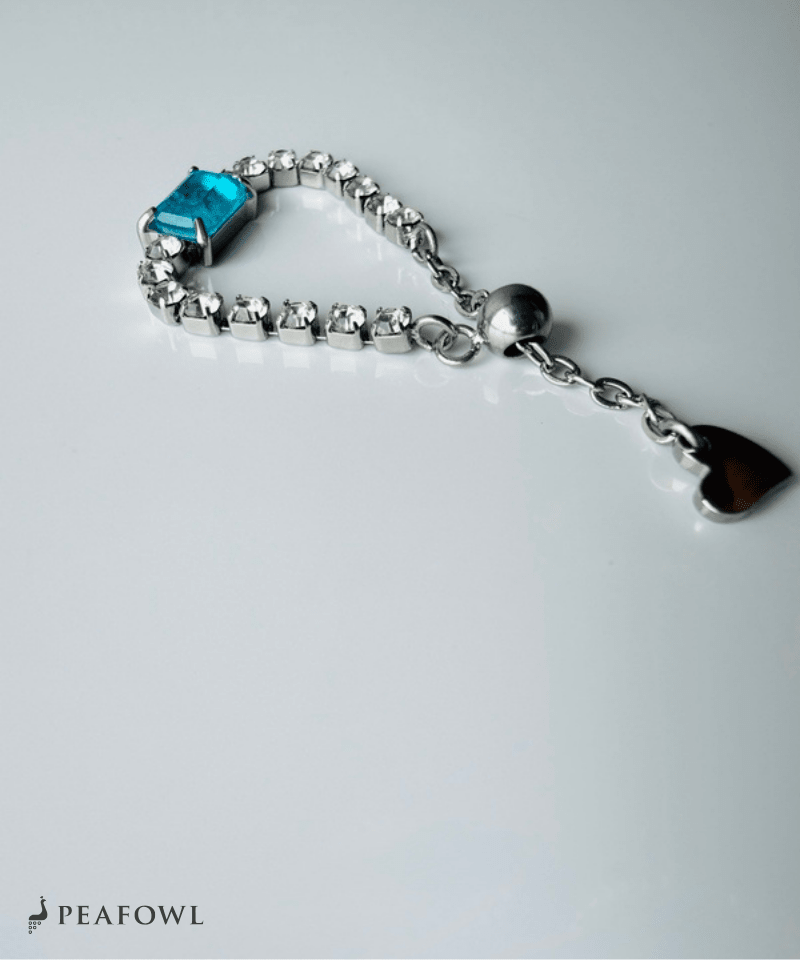 Blue Stone Zircon Line Slider Ring - peafowl
