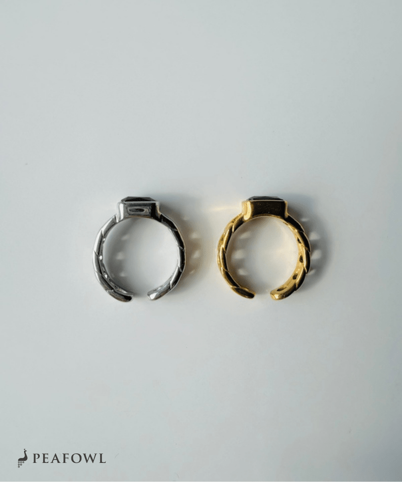 Chain Square Stone Ring - peafowl