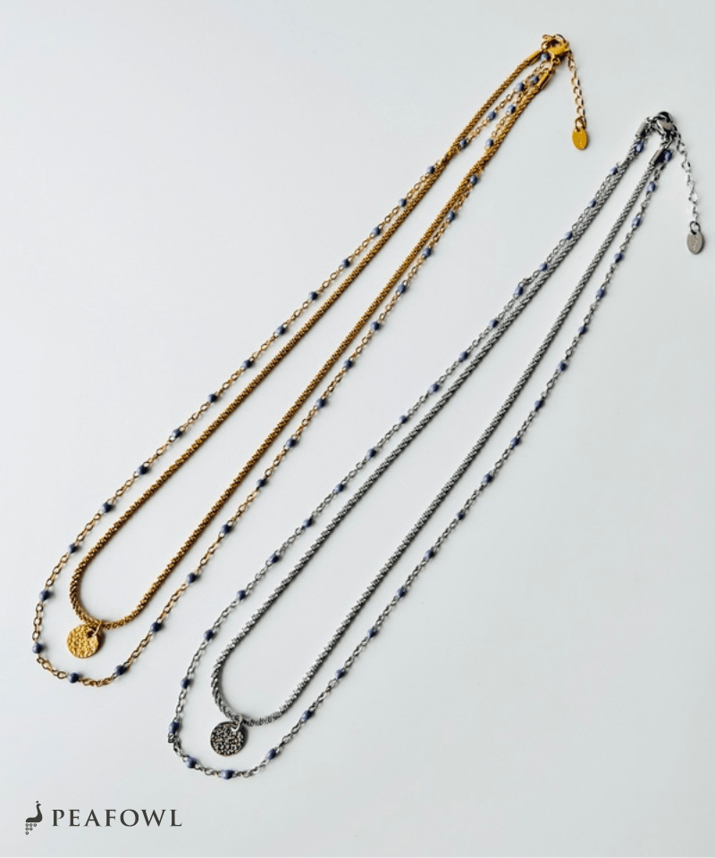 Circle Layer Necklace - peafowl