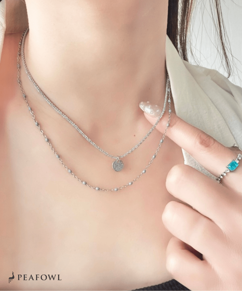 Circle Layer Necklace - peafowl