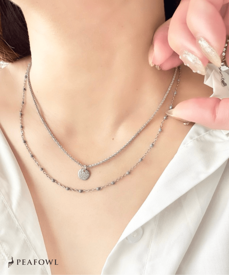 Circle Layer Necklace - peafowl