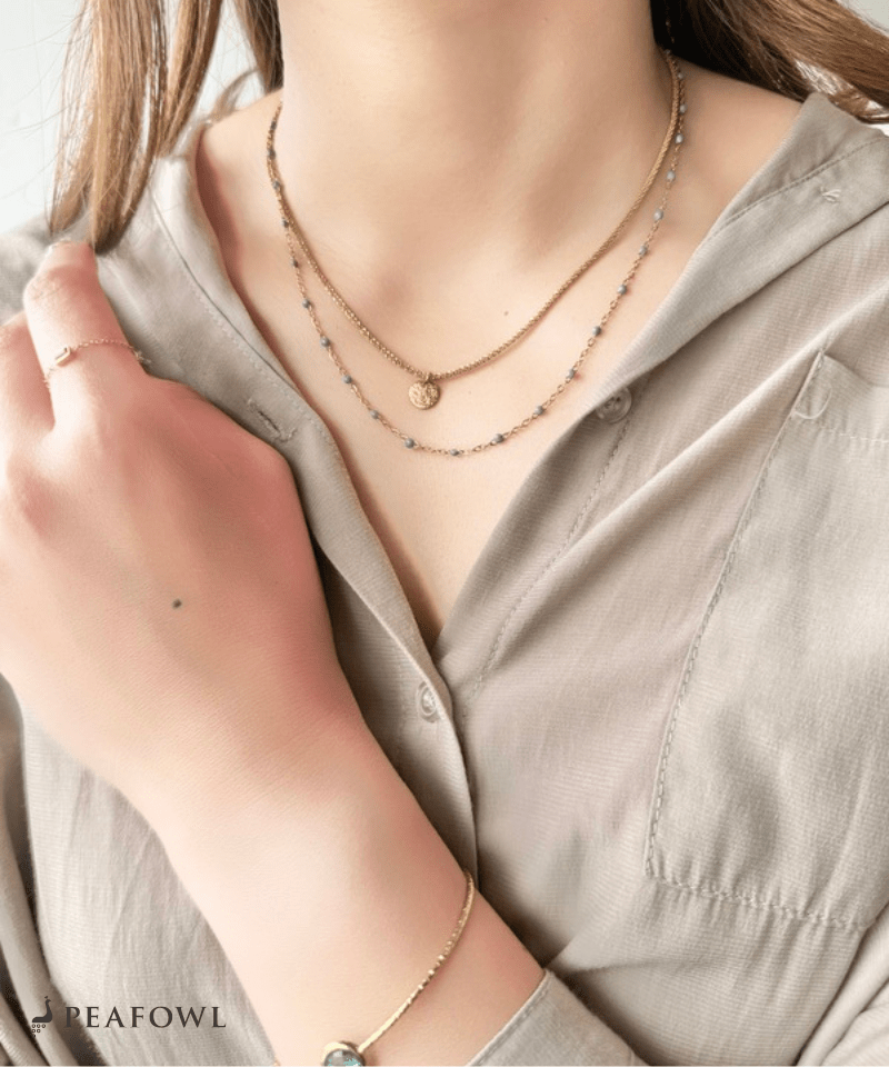 Circle Layer Necklace - peafowl