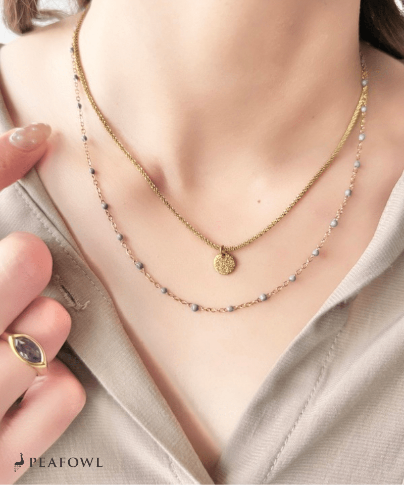 Circle Layer Necklace - peafowl