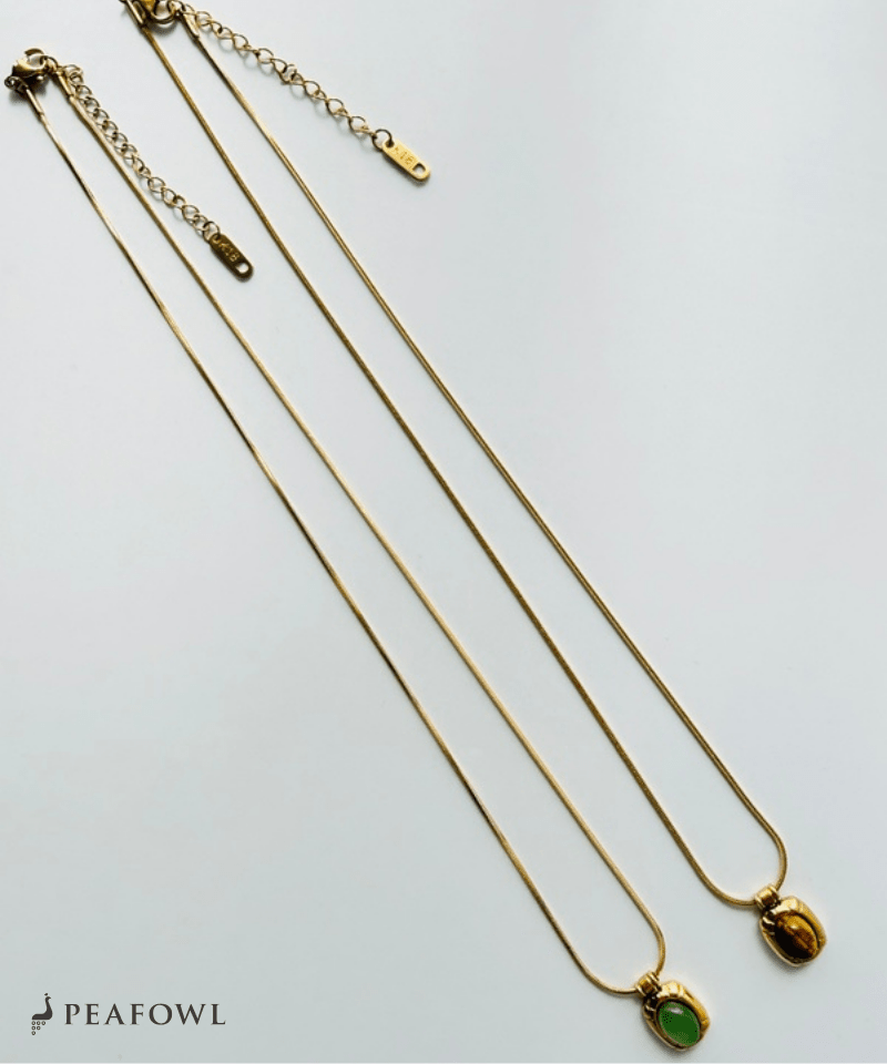 Circle Snake Chain Necklace - peafowl