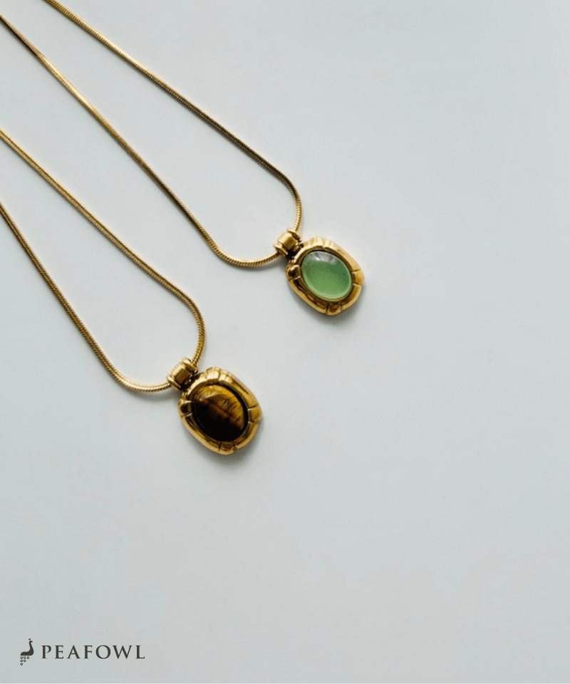 Circle Snake Chain Necklace - peafowl