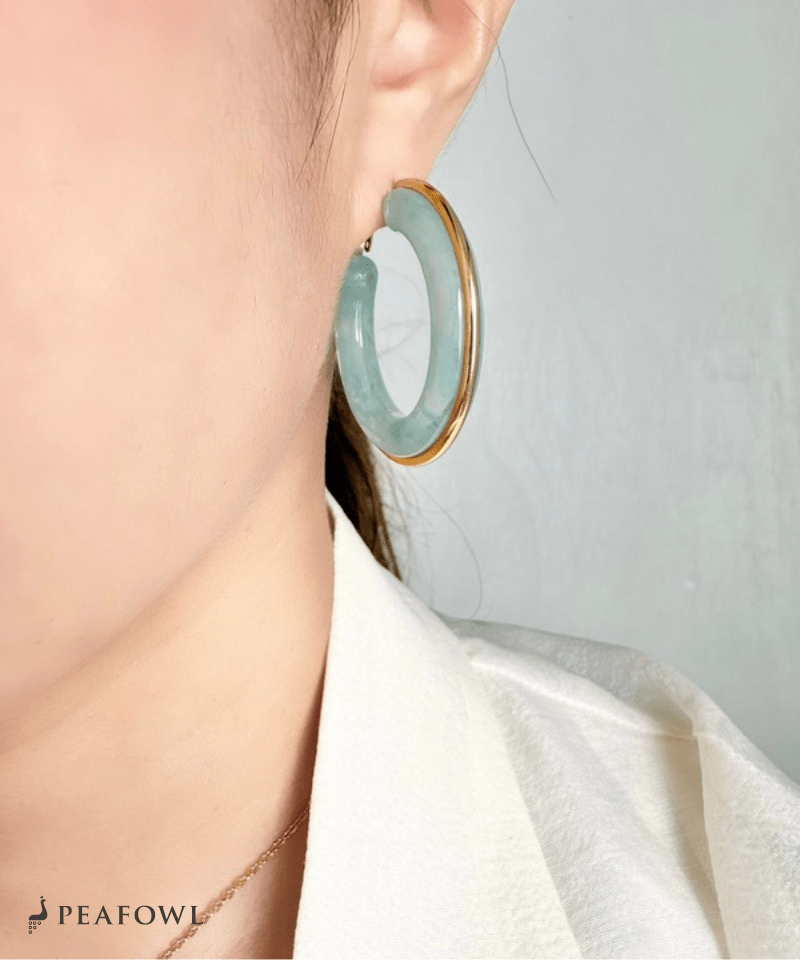 Clear Color Hoop Pierce - peafowl