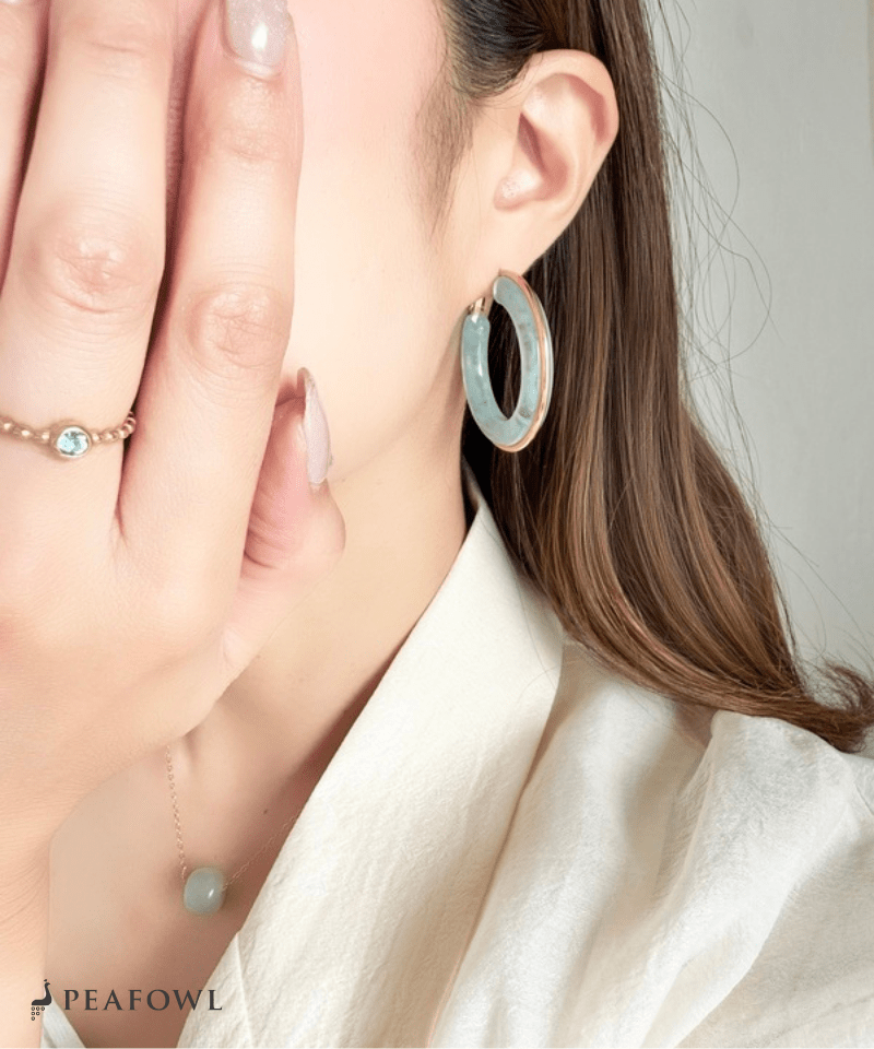 Clear Color Hoop Pierce - peafowl