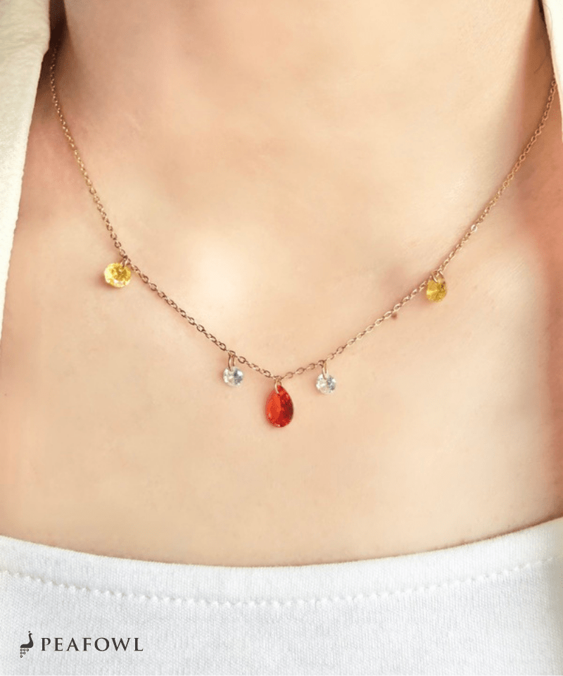 Color Drop Necklace - peafowl