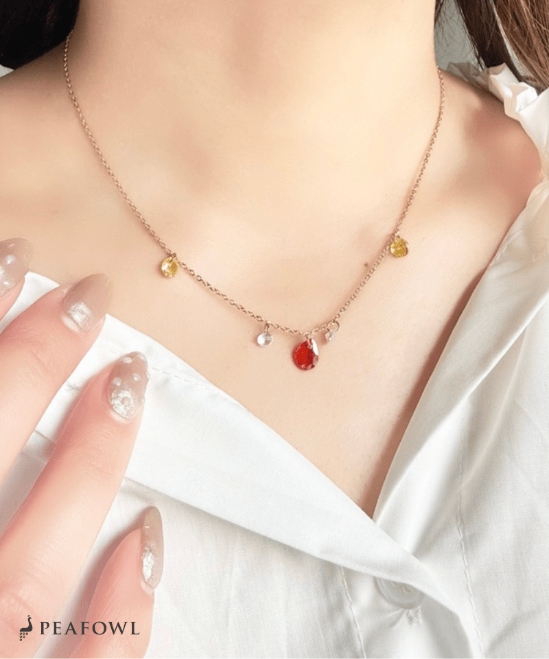 Color Drop Necklace - peafowl