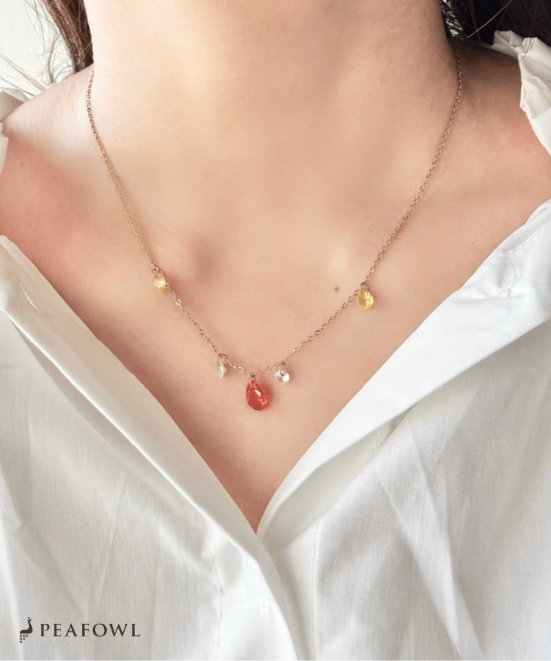 Color Drop Necklace - peafowl