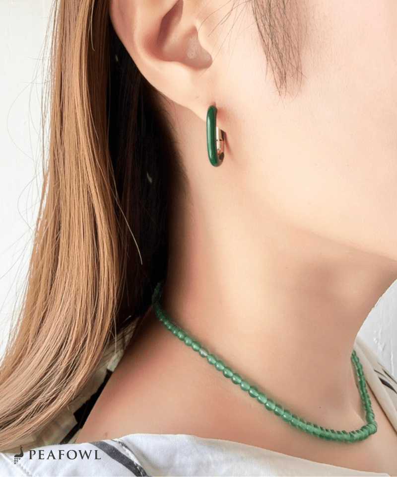 Color Square Hoop Pierce - peafowl