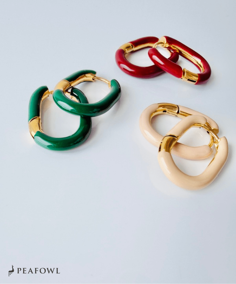 Color Square Hoop Pierce - peafowl