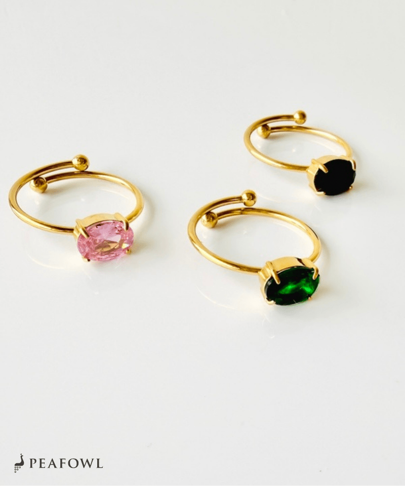 Color Stone Open Ring - peafowl