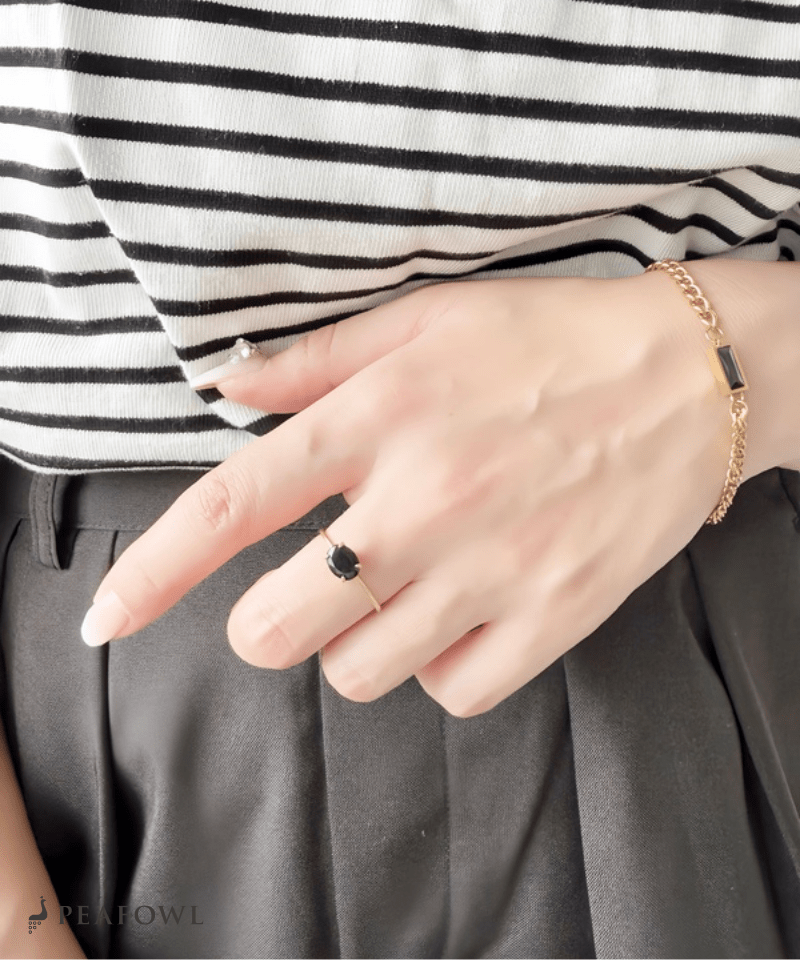 Color Stone Open Ring - peafowl
