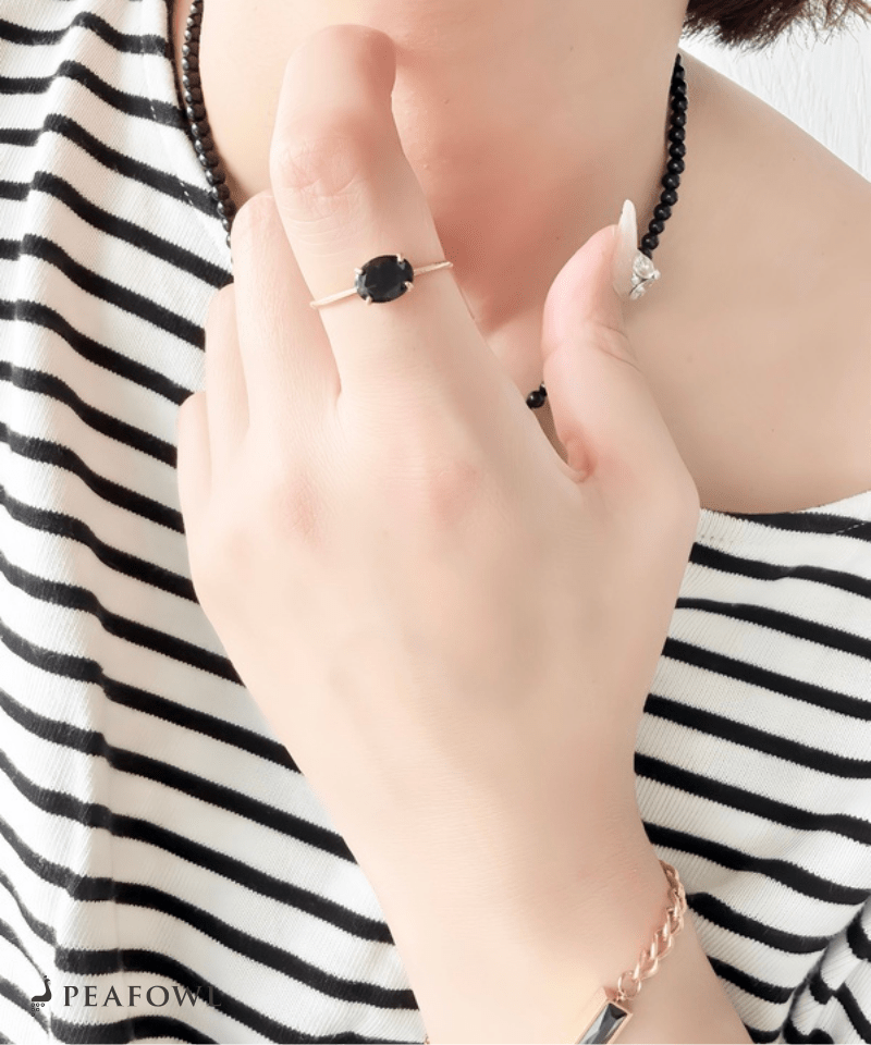 Color Stone Open Ring - peafowl