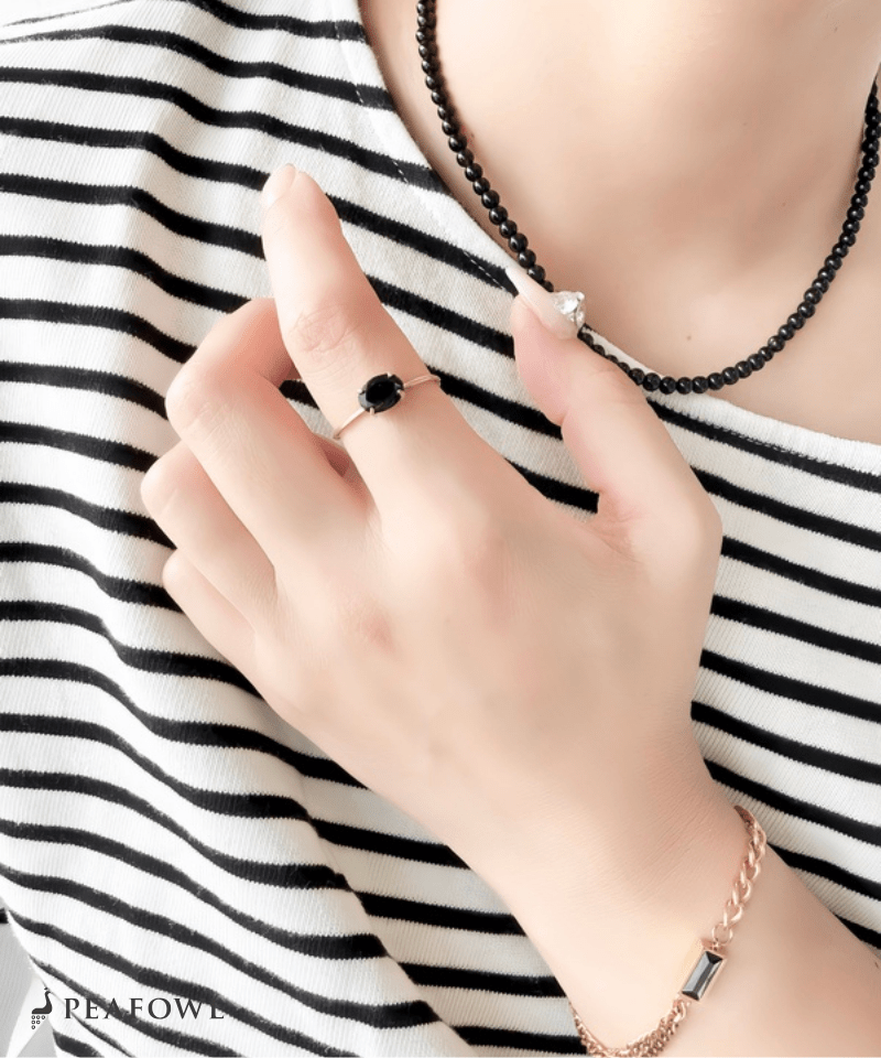 Color Stone Open Ring - peafowl