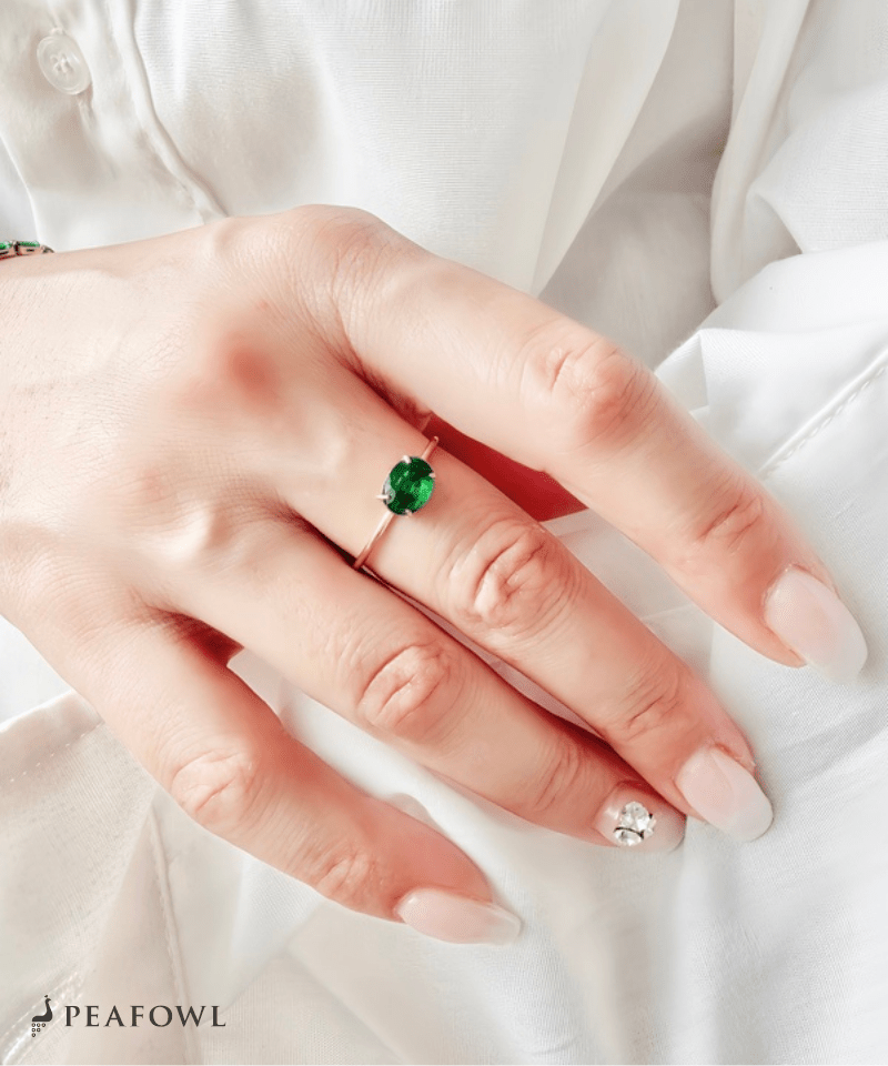 Color Stone Open Ring - peafowl