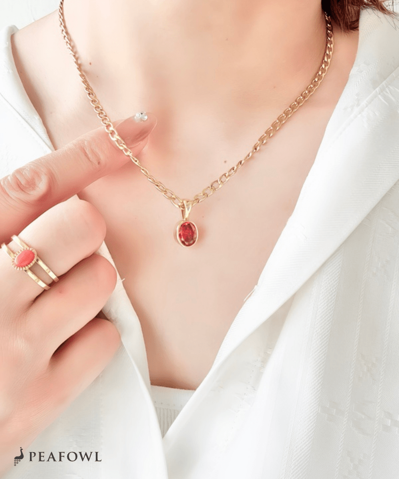 Color Zirconia Heavy Chain Necklace - peafowl