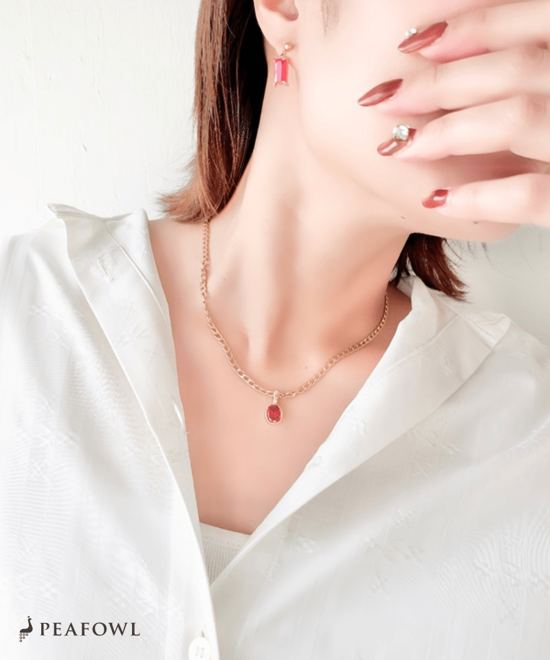Color Zirconia Heavy Chain Necklace - peafowl