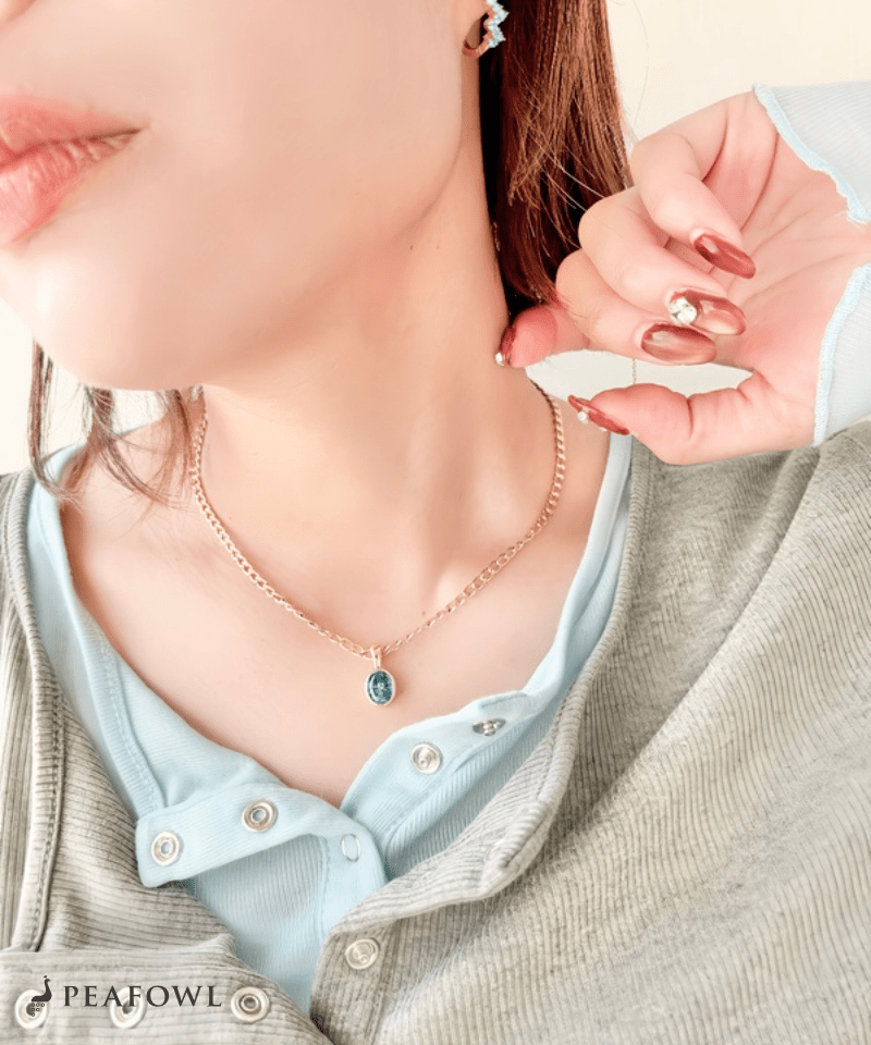 Color Zirconia Heavy Chain Necklace - peafowl