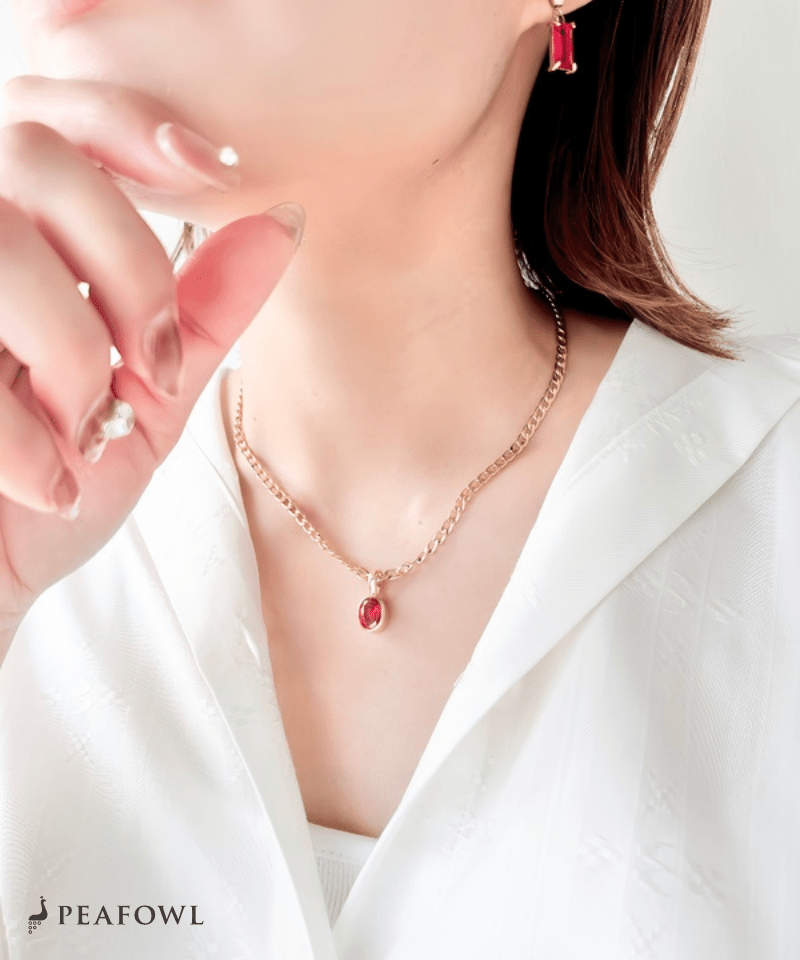 Color Zirconia Heavy Chain Necklace - peafowl