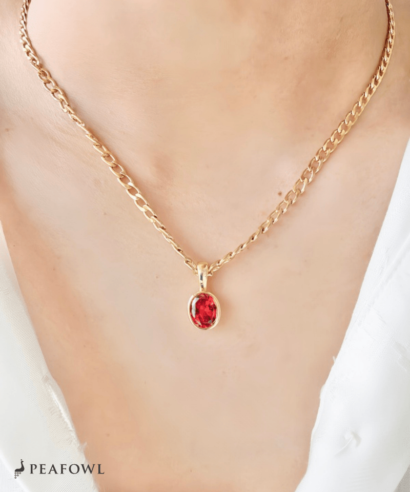 Color Zirconia Heavy Chain Necklace - peafowl