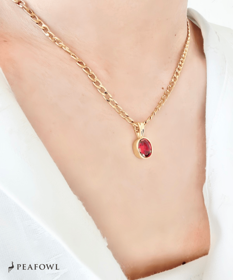 Color Zirconia Heavy Chain Necklace - peafowl