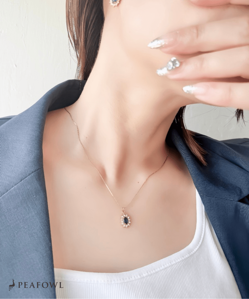 Crown Zircon Necklace - peafowl