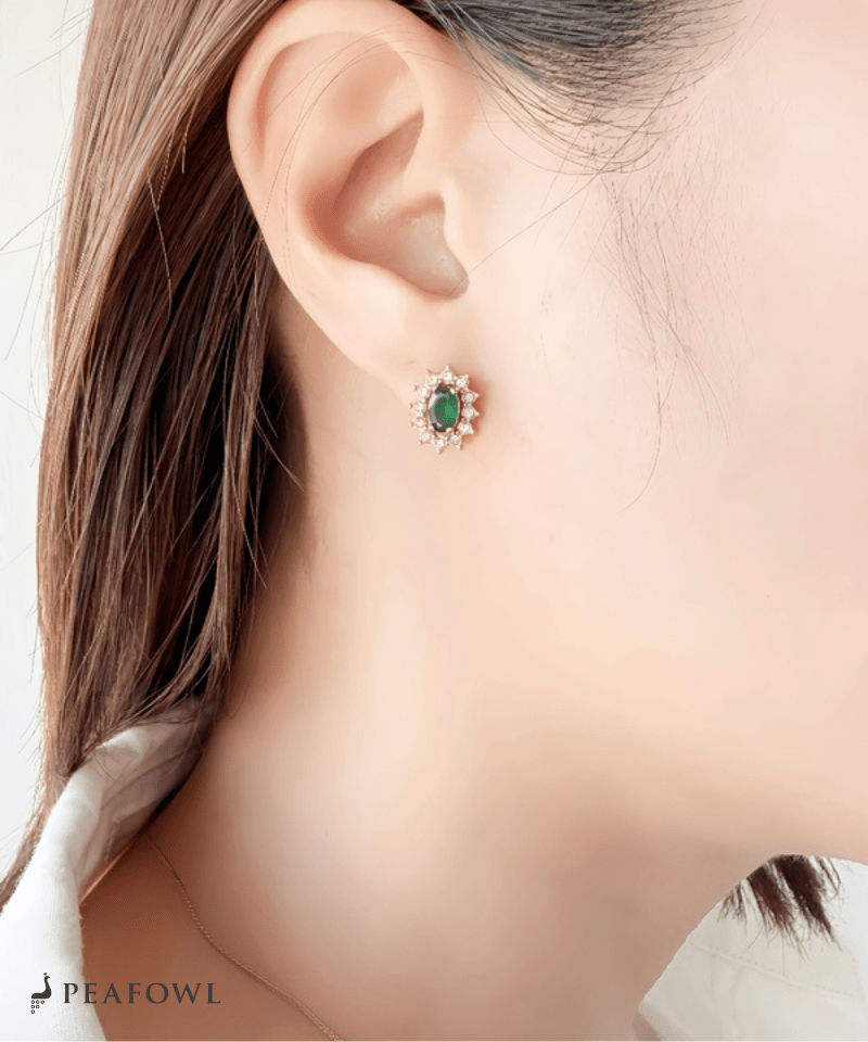 Crown Zircon Pierce - peafowl