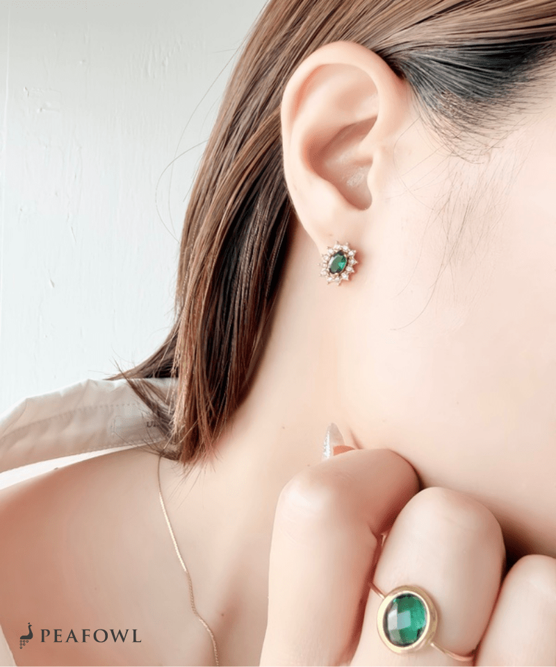 Crown Zircon Pierce - peafowl