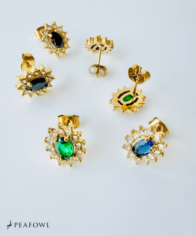 Crown Zircon Pierce - peafowl