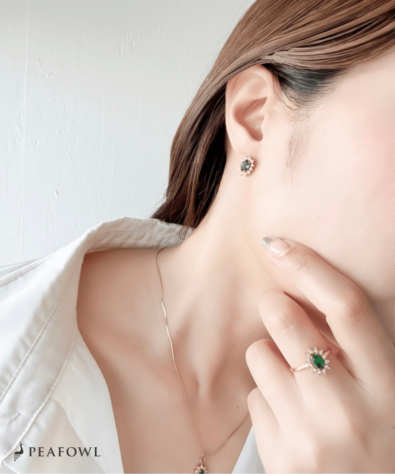 Crown Zircon Pierce - peafowl