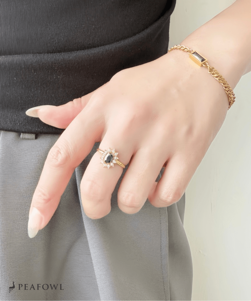 Crown Zircon Ring - peafowl