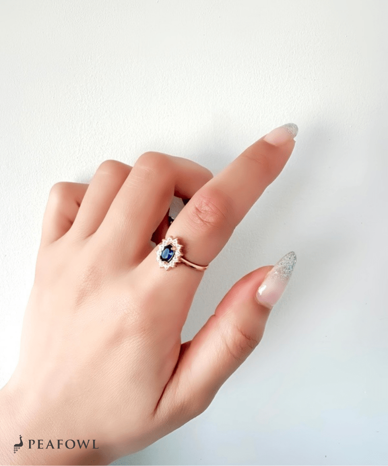 Crown Zircon Ring - peafowl