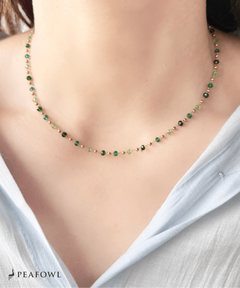Crystal Beads Necklace - peafowl