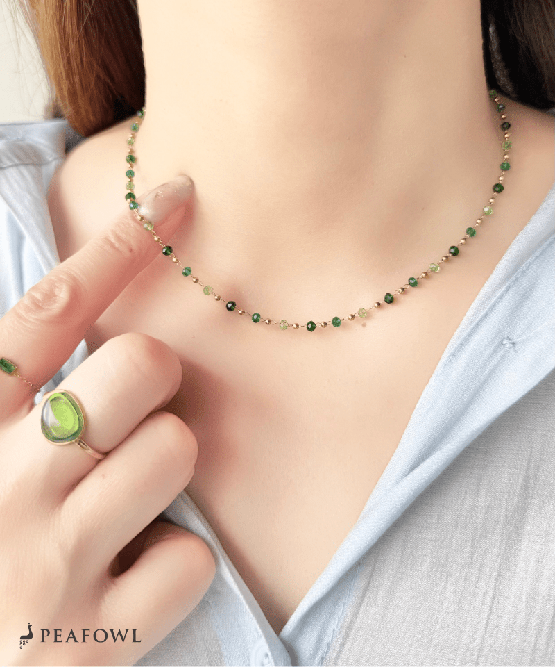Crystal Beads Necklace - peafowl