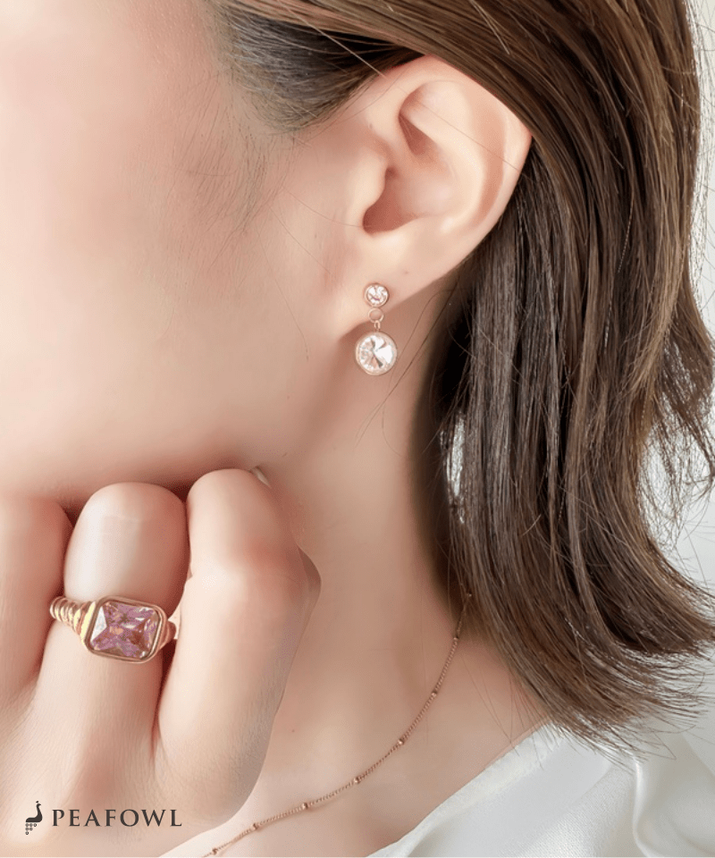 Double Round Bijou Pierce - peafowl