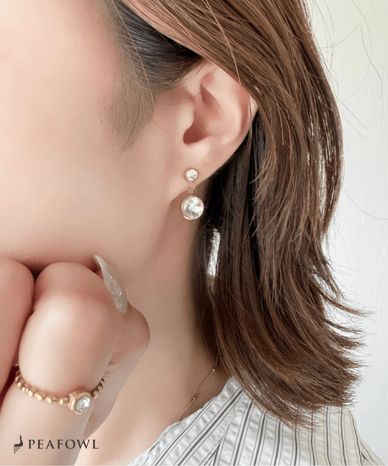 Double Round Bijou Pierce - peafowl
