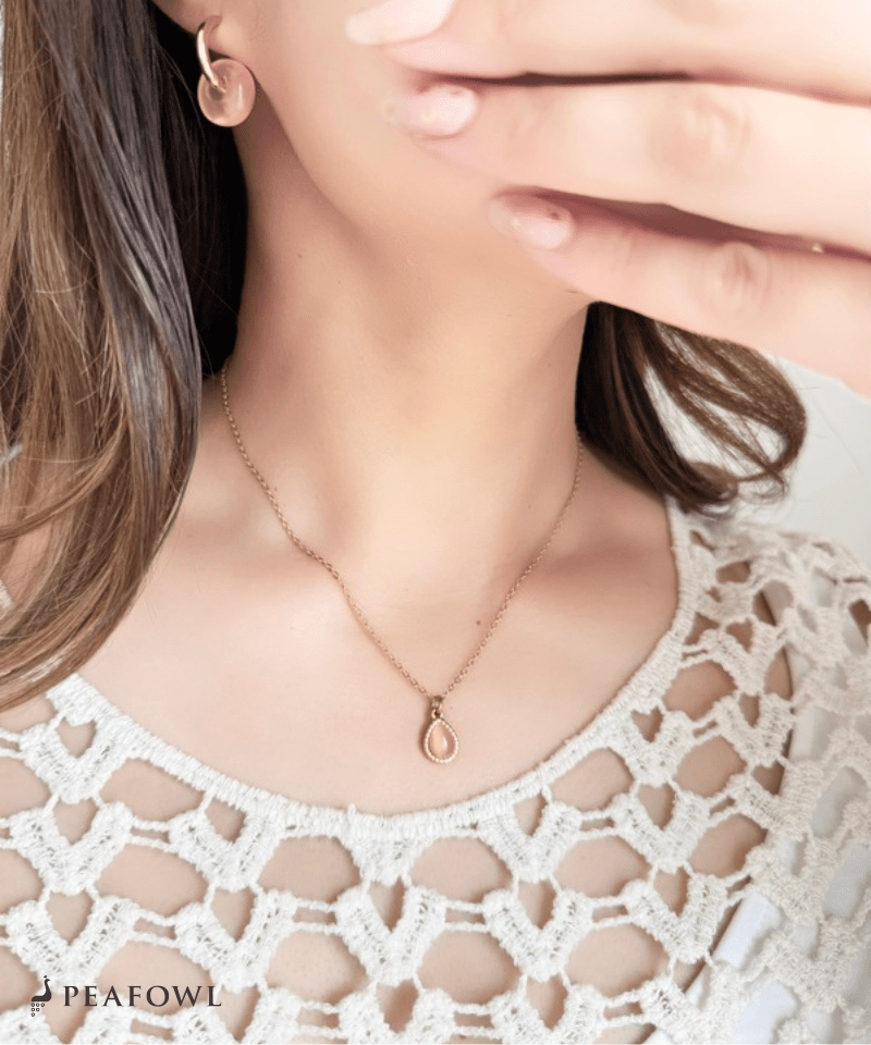 Drop Charm Necklace - peafowl