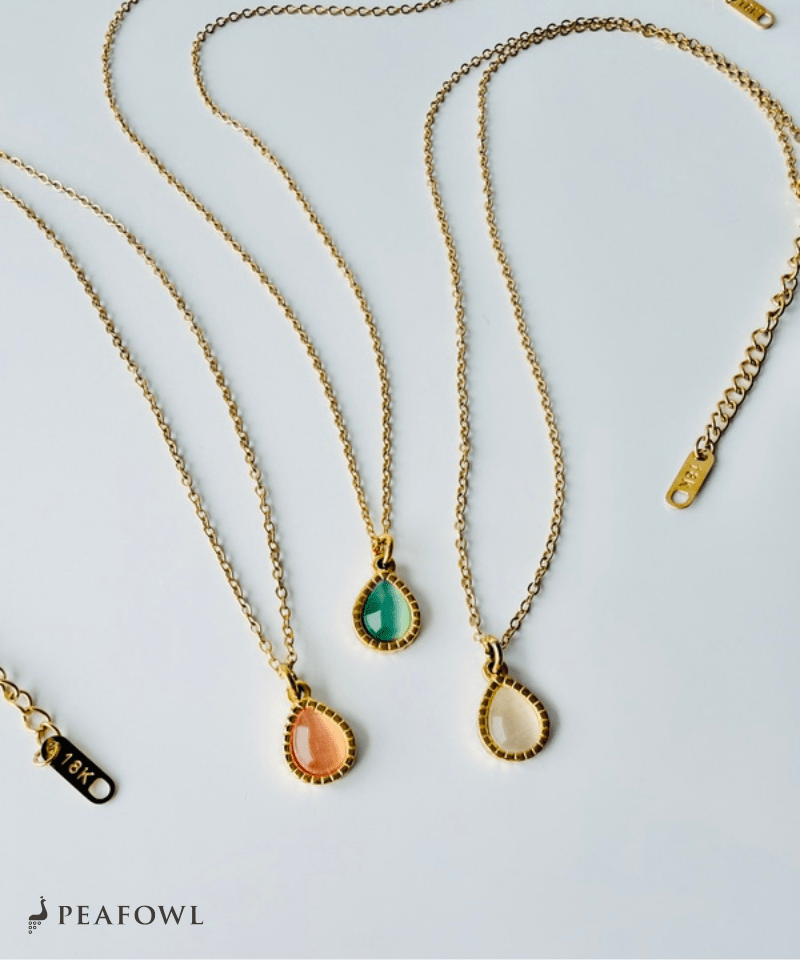 Drop Charm Necklace - peafowl